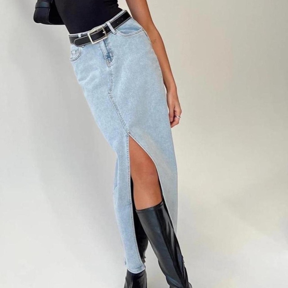 Princess Polly Light Blue Denim Maxi Skirt